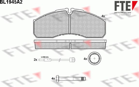 FTE 9500012 - Комплект спирачно феродо, дискови спирачки vvparts.bg