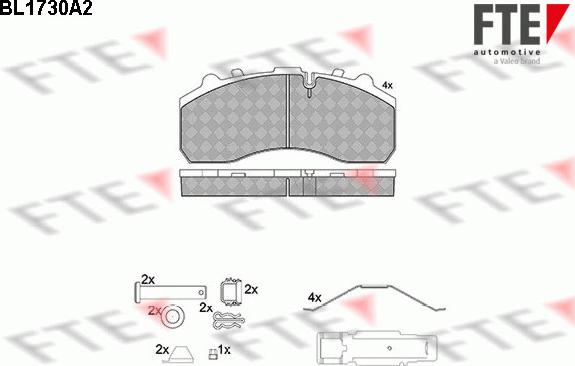 FTE 9500023 - Комплект спирачно феродо, дискови спирачки vvparts.bg