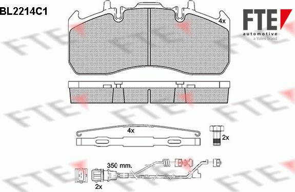 FTE 9500074 - Комплект спирачно феродо, дискови спирачки vvparts.bg