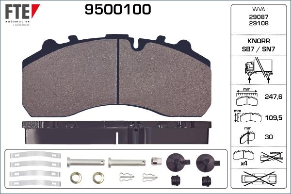 FTE 9500100 - Комплект спирачно феродо, дискови спирачки vvparts.bg