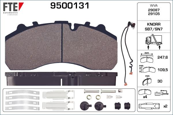 FTE 9500131 - Комплект спирачно феродо, дискови спирачки vvparts.bg