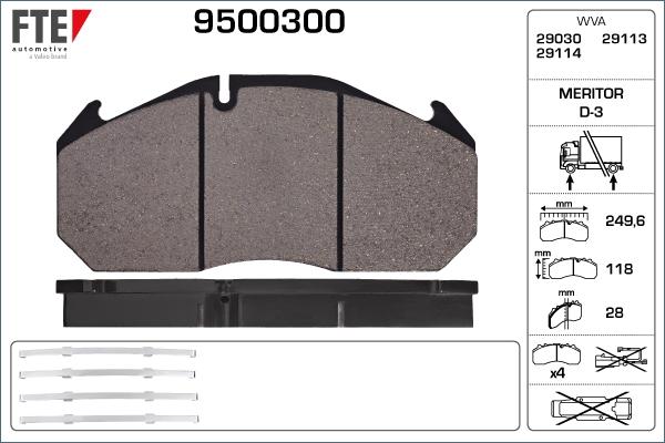 FTE 9500300 - Комплект спирачно феродо, дискови спирачки vvparts.bg