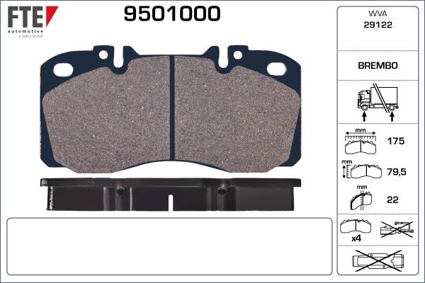 FTE 9501000 - Комплект спирачно феродо, дискови спирачки vvparts.bg