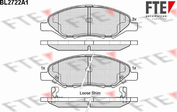 FTE BL2722A1 - Комплект спирачно феродо, дискови спирачки vvparts.bg