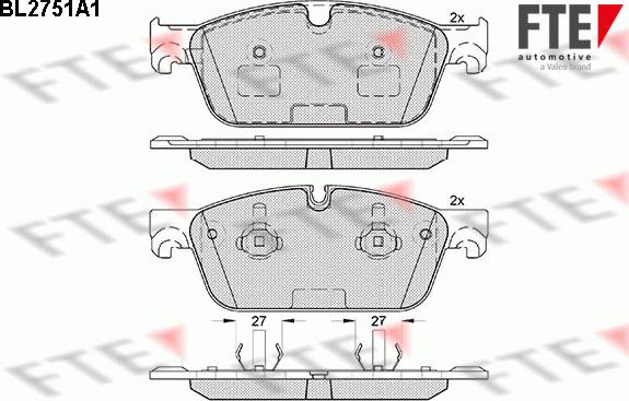 FTE BL2751A1 - Комплект спирачно феродо, дискови спирачки vvparts.bg