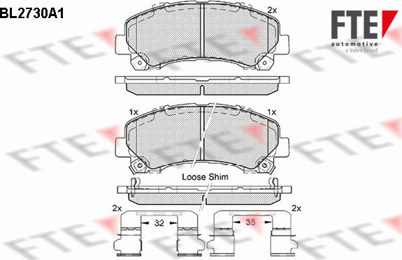 FTE 9010950 - Комплект спирачно феродо, дискови спирачки vvparts.bg