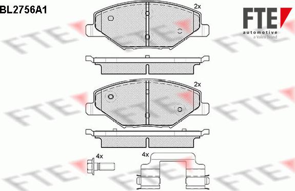 FTE BL2756A1 - Комплект спирачно феродо, дискови спирачки vvparts.bg