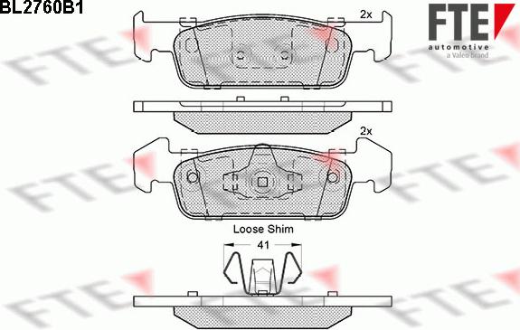 FTE BL2760B1 - Комплект спирачно феродо, дискови спирачки vvparts.bg