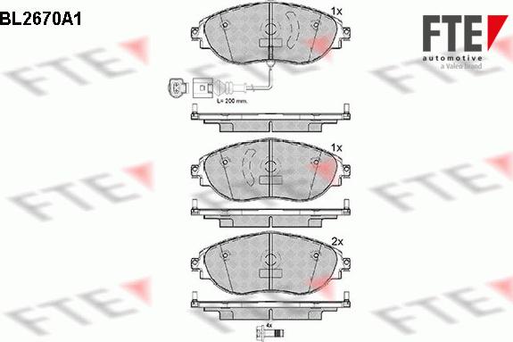 FTE BL2670A1 - Комплект спирачно феродо, дискови спирачки vvparts.bg