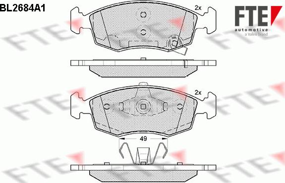 FTE 9010914 - Комплект спирачно феродо, дискови спирачки vvparts.bg