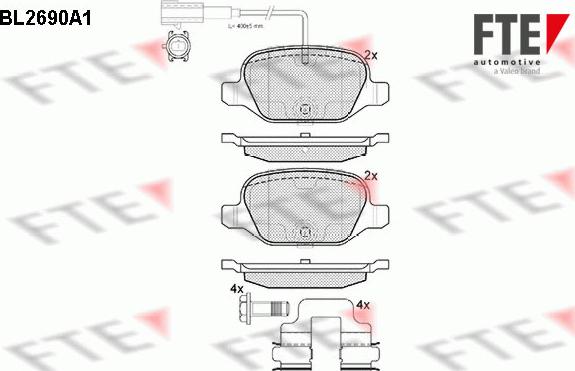 FTE 9010920 - Комплект спирачно феродо, дискови спирачки vvparts.bg