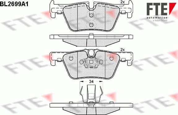 FTE 9010927 - Комплект спирачно феродо, дискови спирачки vvparts.bg