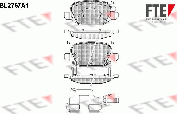 FTE BL2767A1 - Комплект спирачно феродо, дискови спирачки vvparts.bg