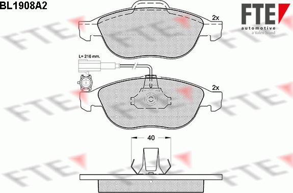 FTE 9010497 - Комплект спирачно феродо, дискови спирачки vvparts.bg