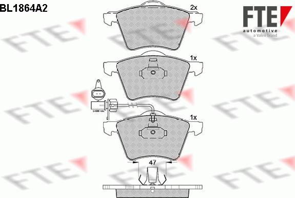 FTE BL1864A2 - Комплект спирачно феродо, дискови спирачки vvparts.bg