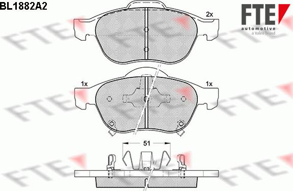 FTE 9010467 - Комплект спирачно феродо, дискови спирачки vvparts.bg