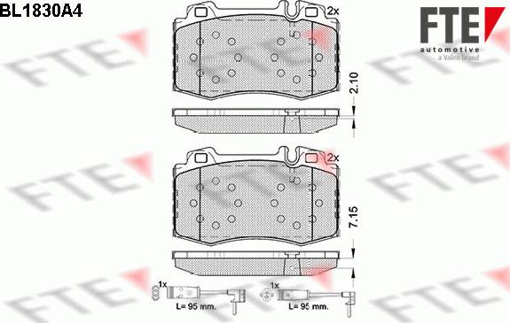 FTE 9010409 - Комплект спирачно феродо, дискови спирачки vvparts.bg