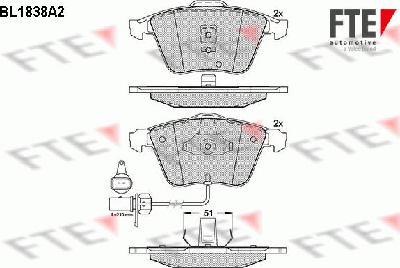 FTE BL1838A2 - Комплект спирачно феродо, дискови спирачки vvparts.bg