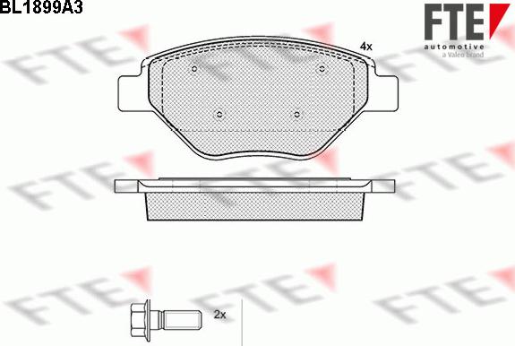 FTE BL1899A3 - Комплект спирачно феродо, дискови спирачки vvparts.bg