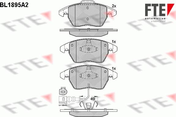 FTE BL1895A2 - Комплект спирачно феродо, дискови спирачки vvparts.bg