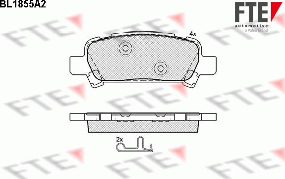 FTE BL1855A2 - Комплект спирачно феродо, дискови спирачки vvparts.bg