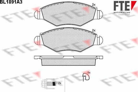 FTE BL1891A3 - Комплект спирачно феродо, дискови спирачки vvparts.bg