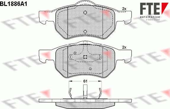 FTE 9010471 - Комплект спирачно феродо, дискови спирачки vvparts.bg