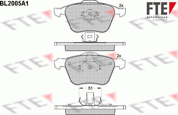 FTE BL2005A1 - Комплект спирачно феродо, дискови спирачки vvparts.bg