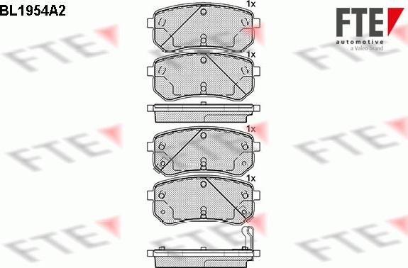 FTE BL1954A2 - Комплект спирачно феродо, дискови спирачки vvparts.bg