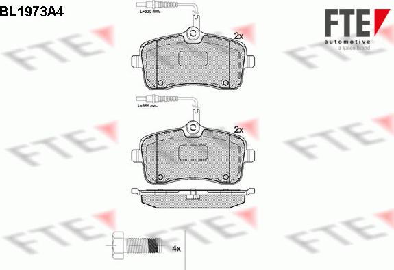 FTE 9010559 - Комплект спирачно феродо, дискови спирачки vvparts.bg