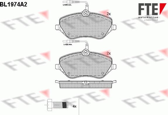 FTE BL1974A2 - Комплект спирачно феродо, дискови спирачки vvparts.bg