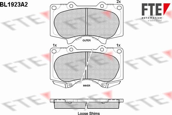 FTE 9010509 - Комплект спирачно феродо, дискови спирачки vvparts.bg