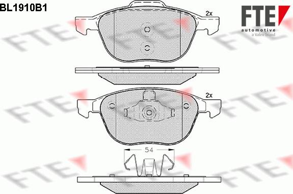 FTE BL1910B1 - Комплект спирачно феродо, дискови спирачки vvparts.bg