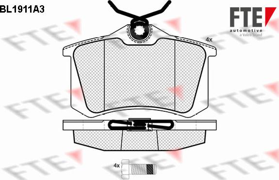 FTE BL1911A3 - Комплект спирачно феродо, дискови спирачки vvparts.bg