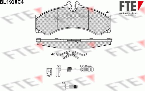 FTE 9010514 - Комплект спирачно феродо, дискови спирачки vvparts.bg