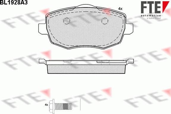 FTE BL1928A3 - Комплект спирачно феродо, дискови спирачки vvparts.bg