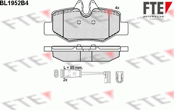 FTE 9010539 - Комплект спирачно феродо, дискови спирачки vvparts.bg