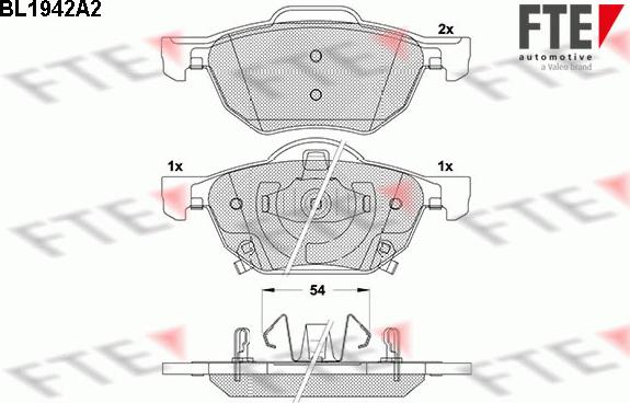 FTE BL1942A2 - Комплект спирачно феродо, дискови спирачки vvparts.bg