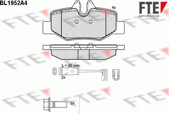 FTE 9010538 - Комплект спирачно феродо, дискови спирачки vvparts.bg