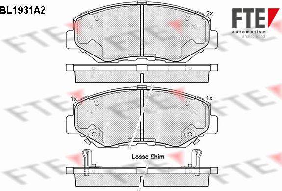 FTE 9010521 - Комплект спирачно феродо, дискови спирачки vvparts.bg