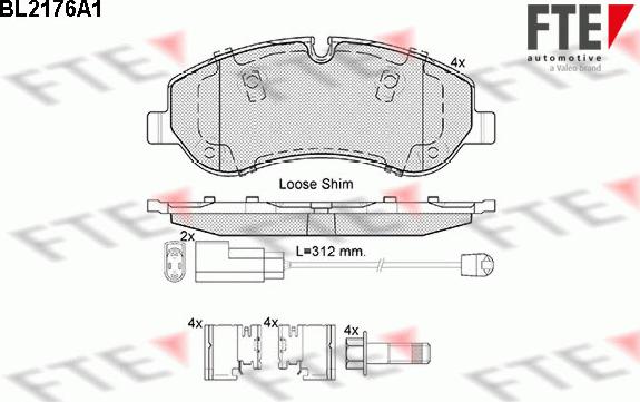 FTE BL2176A1 - Комплект спирачно феродо, дискови спирачки vvparts.bg