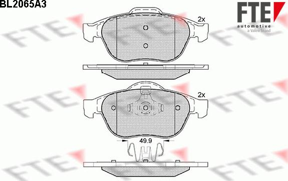 FTE BL2065A3 - Комплект спирачно феродо, дискови спирачки vvparts.bg