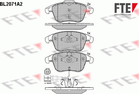 FTE BL2071A2 - Комплект спирачно феродо, дискови спирачки vvparts.bg