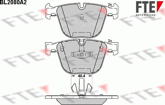 FTE BL2080A2 - Комплект спирачно феродо, дискови спирачки vvparts.bg