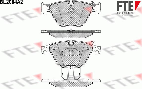 FTE BL2084A2 - Комплект спирачно феродо, дискови спирачки vvparts.bg