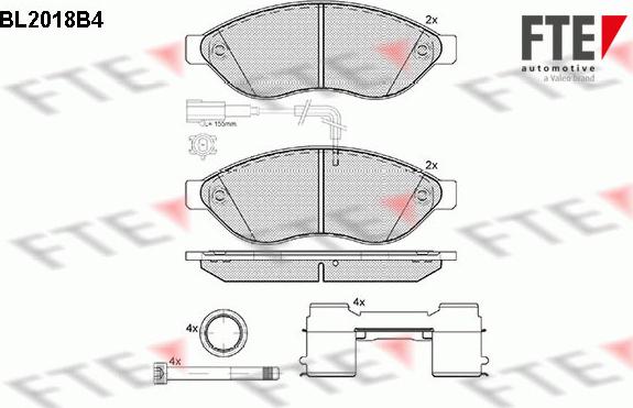 FTE 9010605 - Комплект спирачно феродо, дискови спирачки vvparts.bg