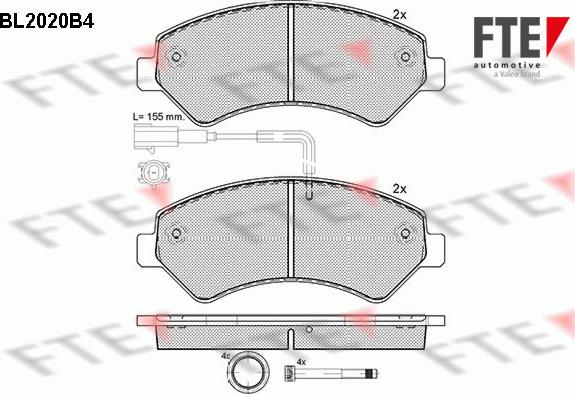 FTE 9010607 - Комплект спирачно феродо, дискови спирачки vvparts.bg