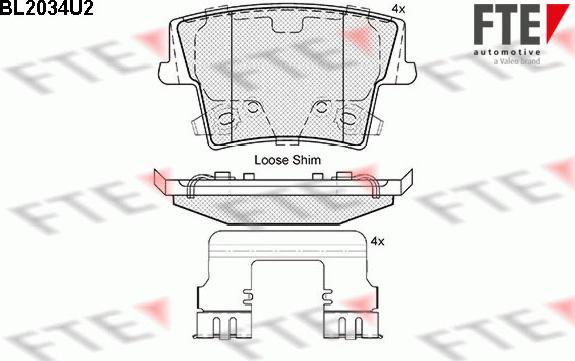 FTE BL2034U2 - Комплект спирачно феродо, дискови спирачки vvparts.bg