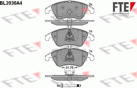 FTE 9010616 - Комплект спирачно феродо, дискови спирачки vvparts.bg