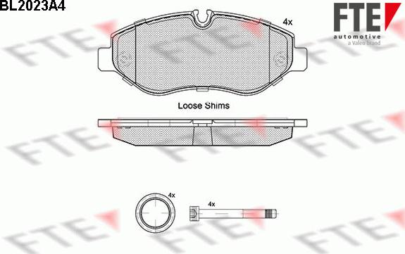 FTE BL2023A4 - Комплект спирачно феродо, дискови спирачки vvparts.bg